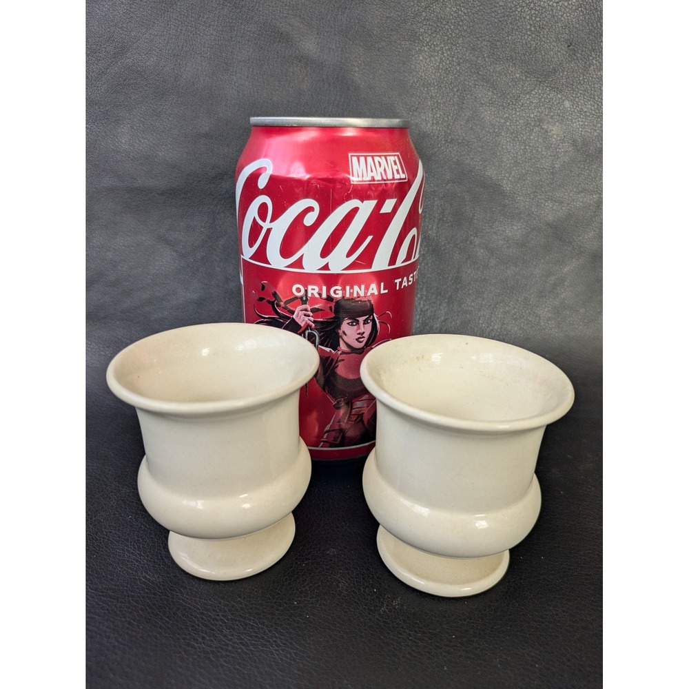 Set of 2 Wedgwood Barlaston England Cream  Footed Base Egg Cups Vases